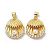 Brass Clear Cubic Zirconia Pendants KK-B047-18G-2