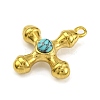 Synthetic Turquoise & 304 Stainless Steel Cross Pendants STAS-H221-01G-03-2