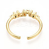Brass Micro Pave Cubic Zirconia Cuff Rings for Women KK-T070-110-4