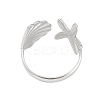 304 Stainless Steel Starfish & Shell Open Cuff Rings for Women RJEW-C095-09P-3