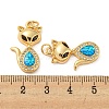 Brass Micro Pave Cubic Zirconia with Synthetic Opal Pendants KK-D096-04B-G-3