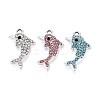 Rack Plating Alloy Rhinestone Pendants PALLOY-T091-23M-P-1