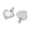 Brass Pave Natural White Shell Heart Charms KK-U043-27P-2