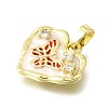 Brass Micro Pave Cubic Zirconia Enamel Pendants KK-V007-41G-02-2
