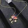 304 Stainless Steel & Plastic Colorful Cloud Moon Star Pendant Necklaces for Women NJEW-U032-01G-1
