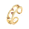 Rack Plating Brass Micro Pave Cubic Zirconia Open Cuff Rings for Women RJEW-U026-05G-01-2