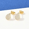Teardrop Brass Micro Pave Clear Cubic Zirconia Stud Earrings EJEW-Z091-01G-1