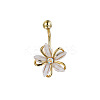 Flower Brass Cubic Zirconia Curved Barbell Belly Rings FS-WG56D26-01-2