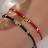 2Pcs  2 Colors 304 Stainless Steel Heart Bead Braided Bead Bracelet ZD8113-1-1