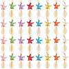 40Pcs Starfish Dyed Synthetic Turquoise & Natural Cowrie Shell Pendants PALLOY-SC0004-41-1