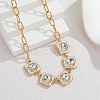 304 Stainless Steel Rhinestone Star Pendant Necklaces for Women NJEW-T021-03G-1