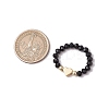 Glass & Brass Beaded Stretch Rings for Women RJEW-JR00858-01-3