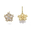 Clear Cubic Zirconia Snowflake Stud Earrings with Glass EJEW-G322-03G-2