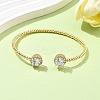 Round Brass Micro Pave Cubic Zirconia Cuff Bangles & Rings Sets for Women SJEW-R002-01G-02-3