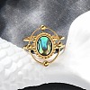 Oval 304 Stainless Steel Paua Shell Finger Rings for Women RJEW-G346-09G-01-2