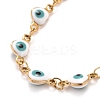 Enamel Heart with Evil Eye Link Chains Bracelet BJEW-P271-07G-02-2