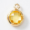 Birthstone Brass K9 Glass Charms KK-H002-28G-11-1