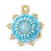 Dyed Natural Malaysia Jade with Glass Seed Beaded Pendants PALLOY-MZ01275-03-1