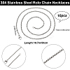 10Pcs 304 Stainless Steel Box Chain Necklaces NJEW-BBC0001-11A-2