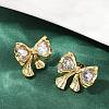 Bowknot 304 Stainless Steel Glass Stud Earrings EJEW-M105-02G-4