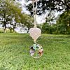 Heart Natural Rose Quartz Pendant Decoration DJEW-PW0002-22J-1