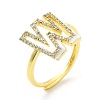 Mixed Color Enamel Initial Letter Adjustable Ring with Clear Cubic Zirconia RJEW-P045-01G-W-5