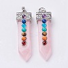 Natural Rose Quartz with Synthetic & Natural Mixed Stone Chakra Big Pendants G-E415-A07-1