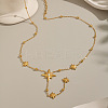 304 Stainless Steel Four-point Star Tassel Y Necklaces for Women PH6693-2-1