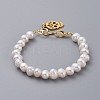 Natural Pearl Charm Bracelets BJEW-JB04881-02-1