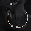 Round Plastic Imitation Pearl Stud Earrings & Rhinestone Cuff Choker Necklaces Sets SJEW-U003-04G-2