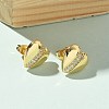 Brass Micro Pave Clear Cubic Zirconia Stud Earrings for Women EJEW-U034-02G-03-2