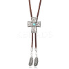 Alloy with Synthetic Turquoise Pendant Waxed Cord Bolo Tie Lariat Necklaces FS-WGCCEF8-08-1