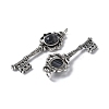 Key Brass Natural Black Agate Big Pendants KK-D361-01AS-20-2