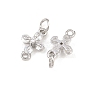 Brass Pave Clear Cubic Zirconia Cross Links Connector Charms KK-G544-16P-2