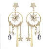 Brass Sun & Star Chandelier Earrings EJEW-TA00403-1