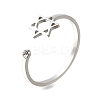 304 Stainless Steel Micro Pave Cubic Zirconia Open Cuff Rings LS-RJEW-S628-02P-2