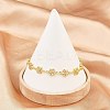 Clover Brass Micro Pave Clear Cubic Zirconia Link Chain Bracelets for Women BJEW-A090-03G-2
