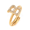304 Stainless Steel Micro Pave Cubic Zirconia Cuff Open Rings RJEW-D336-01G-09-2
