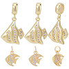 8Pcs 2 Style Brass Micro Pave Clear Cubic Zirconia Charms ZIRC-BBC0001-86-1