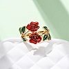 Zinc Alloy Enamel Open Cuff Rings for Women RJEW-U058-01G-2