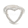 Heart Rack Plating Brass Micro Pave Cubic Zirconia Heart Adjustable Rings for Women RJEW-F162-12P-2