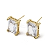 Brass Clear Cubic Zirconia Rectangle Stud Earrings EJEW-L261-025G-4