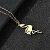 304 Stainless Steel Flamingo Shaped Pendant Cable Chain Necklaces for Women Men NJEW-Q032-02A-G-2
