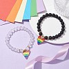 2Pcs 2 Style Synthetic Hematite & Glass Round Beaded Stretch Bracelets Set BJEW-JB10050-03-2