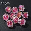 10Pcs Two Tone UV Plating Rainbow Iridescent Acrylic Beads TACR-YW0002-33B-1