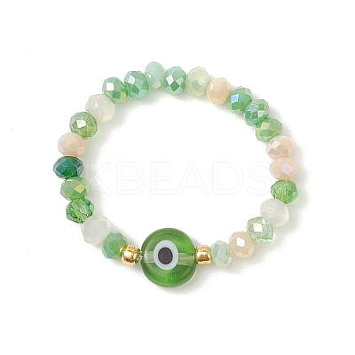 Handmade Evil Eye Lampwork with Glass Finger Rings for Women RJEW-JR00939-1