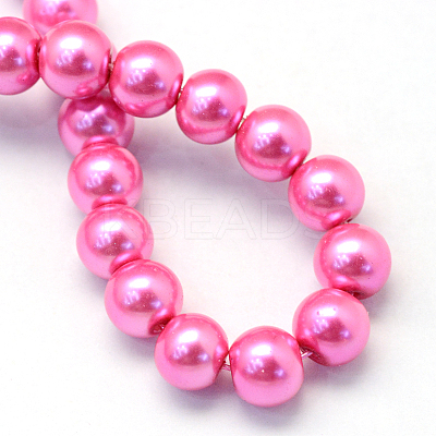 Baking Paint Pearlized Glass Pearl Round Bead Strands HY-Q330-8mm-54-1