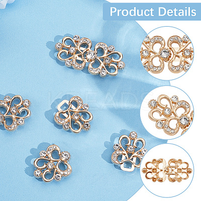 4Pcs Flower Alloy Crystal Rhinestone Adjustable Jean Button Pins FIND-CY0002-27G-1