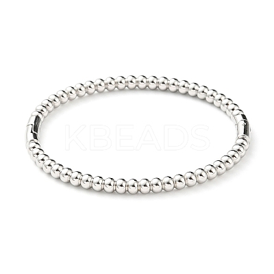 Non-Tarnish 304 Stainless Steel Round Beaded Bangle for Women BJEW-B064-01P-1
