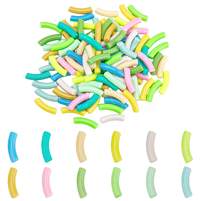 120Pcs 12 Style Opaque Acrylic Beads MACR-FH0001-17-1